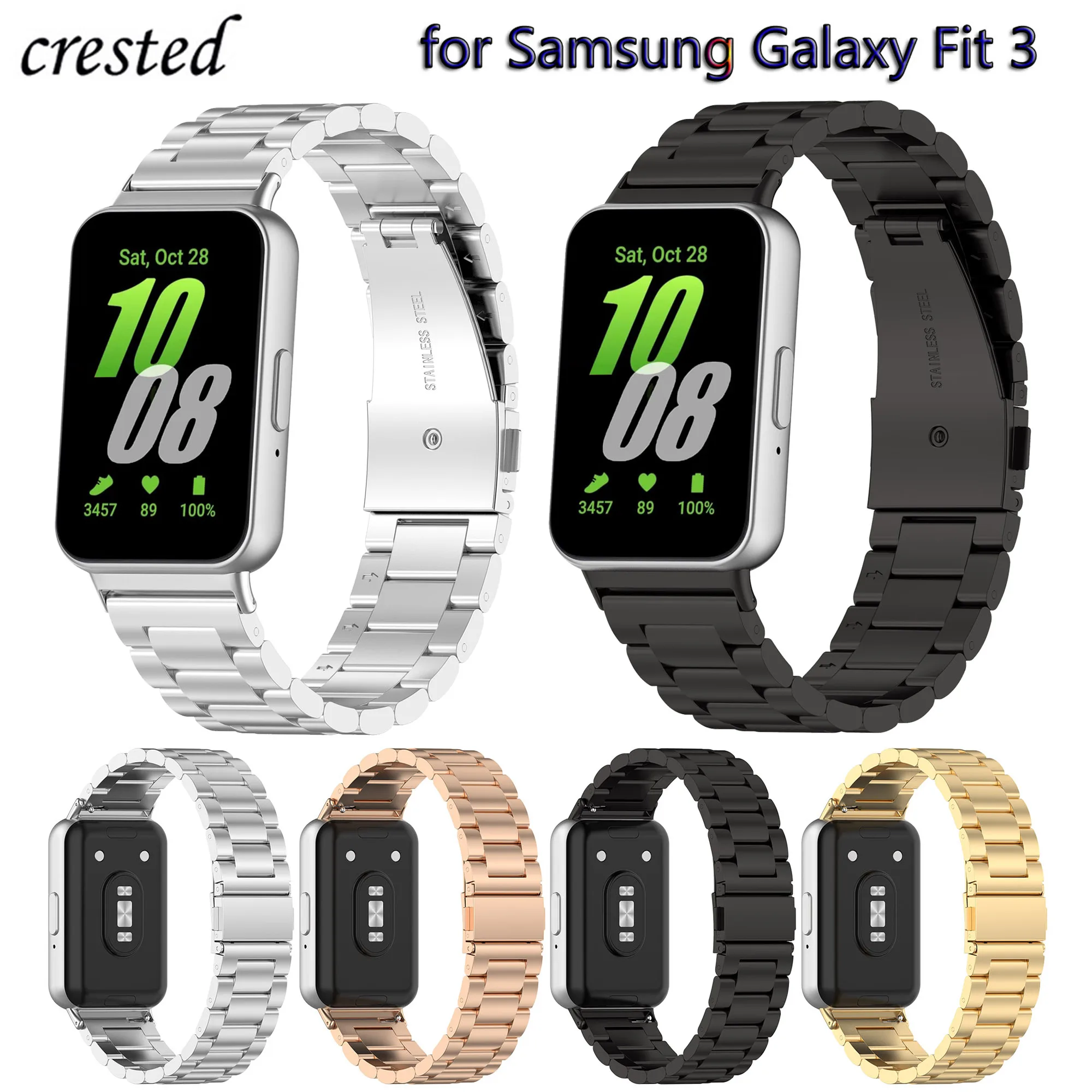 

Ремешок из нержавеющей стали для Samsung Galaxy Fit 3, аксессуары, новинка 2024, металлический браслет, ремешок для Samsung Galaxy Fit3 Band
