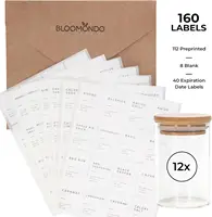 Empty Spice Jars with Label Pack (12x Bamboo Lid Glass Jar). Small 6oz Spice  Bottles with 112 Printed Spice Stickers and 48 Wri 2