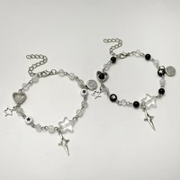 New Trendy Y2K Couple Bracelets For Women Girl Hollow Pentagram Guitar Pendant Beaded Bracelet Friends Jewelry Gift - Image 5