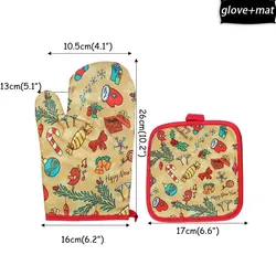 Festive Christmas Kitchen Oven Mitts & Pot Holders Set (Style C)