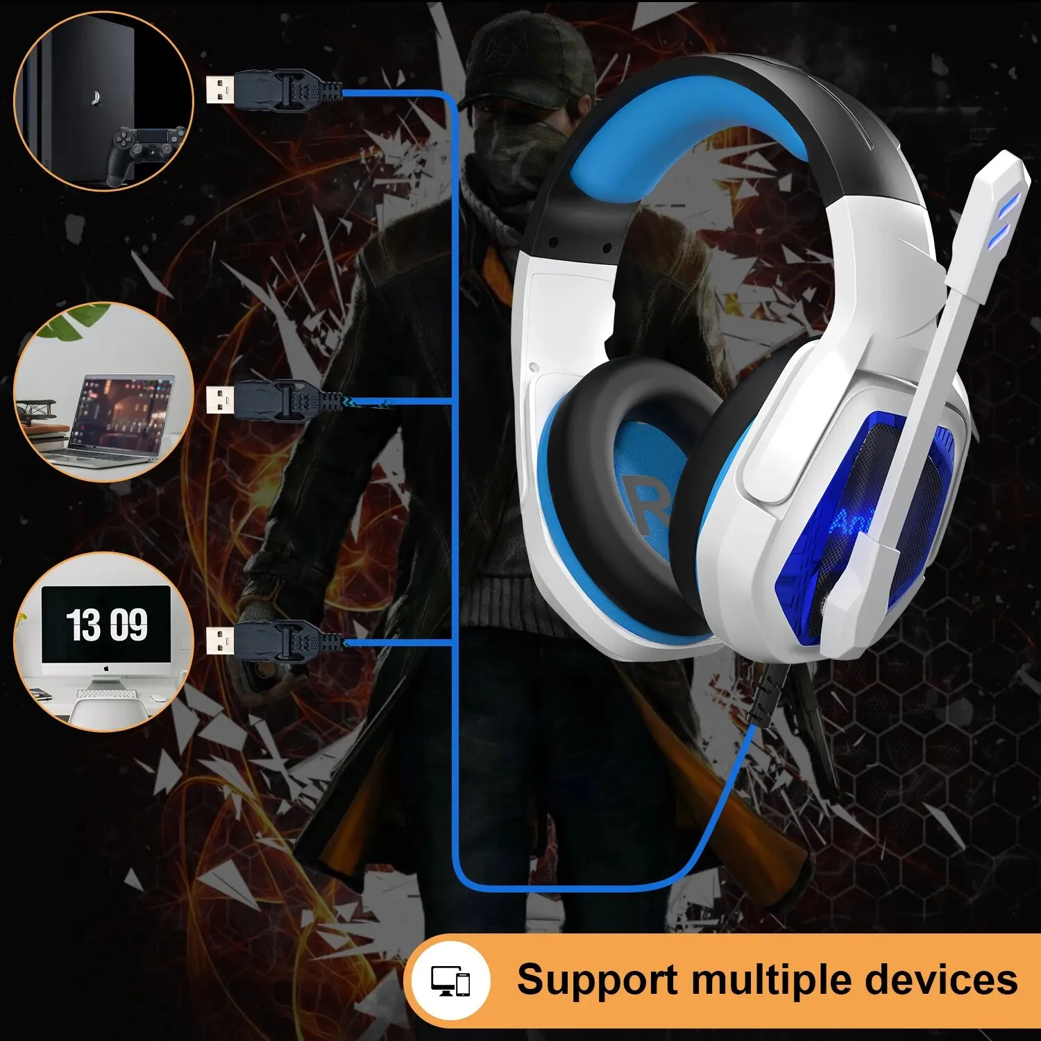 Anivia   7.1  USB  ̾, PC ǻ LED   , ũ  ̹ 