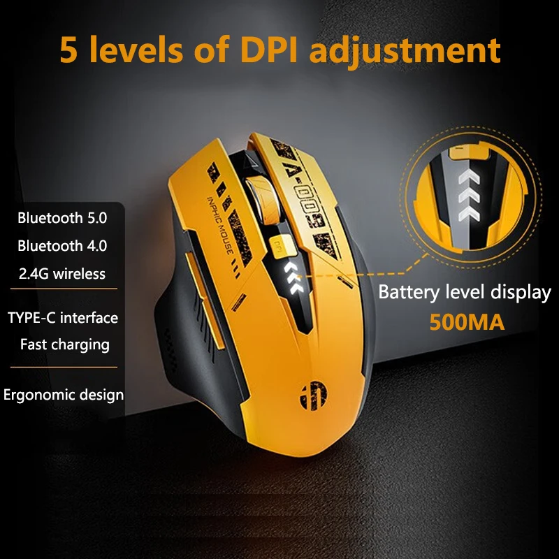 INPHIC A9 Bluetooth Mouse Rechargeable 2.4G Wireless Mouse Silent Ergonomic 1
