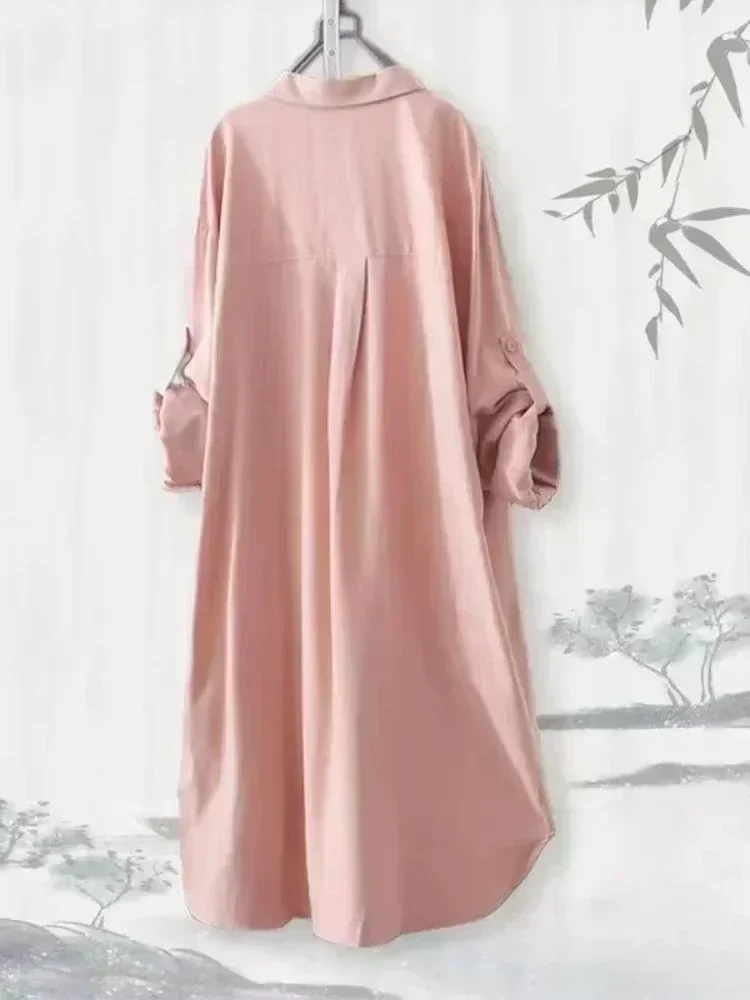 Plus Size Women Breathable Blouse Korean Shirt New Popular Loose Casual Fashion Simple Solid Female Long Sleeved Top Of Clothing Best Sellers In Plus Sized Clothing