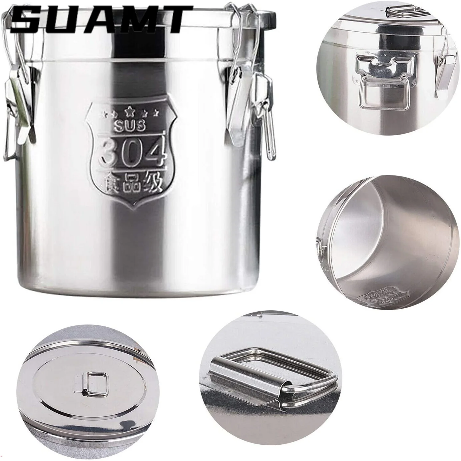 Xigner Seau Hermu00e9tique En Acier Inoxydable Avec Couvercle - 6 L/12 L/21