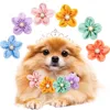 10PCS Flower Pet Dog Cat Bows with Pearl Diomand Movable Puppy Collar Gifts for Small Dog Grooming Accessories Supplies 1