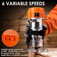 Compact Router, 6.5-Amp 1.25 HP Compact Wood Palm Router Tool, 6 Variable Speeds Wood Trimmer with 15 Pieces 2