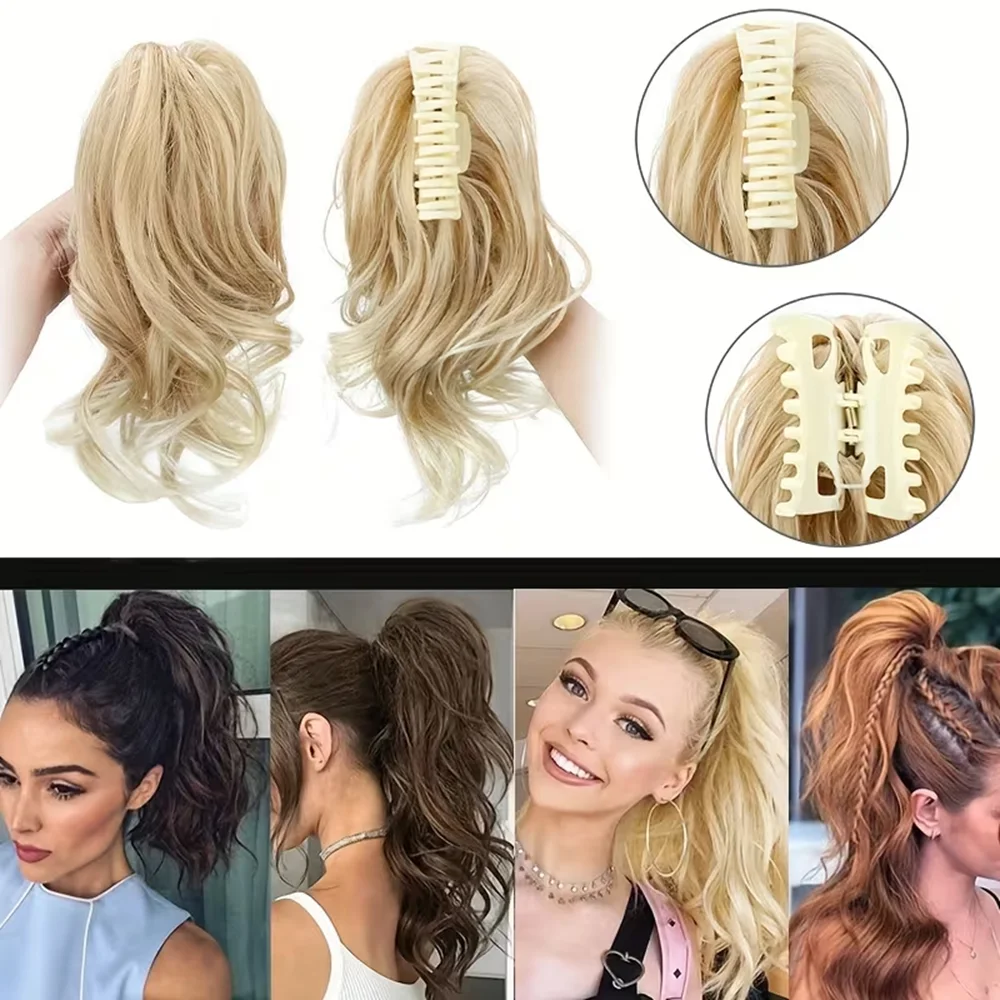 12inch Easy Clip In Short Curly Ponytail Extension for Girl Comfortable Versatile Synthetic Hair Accessory Perfect for Christmas