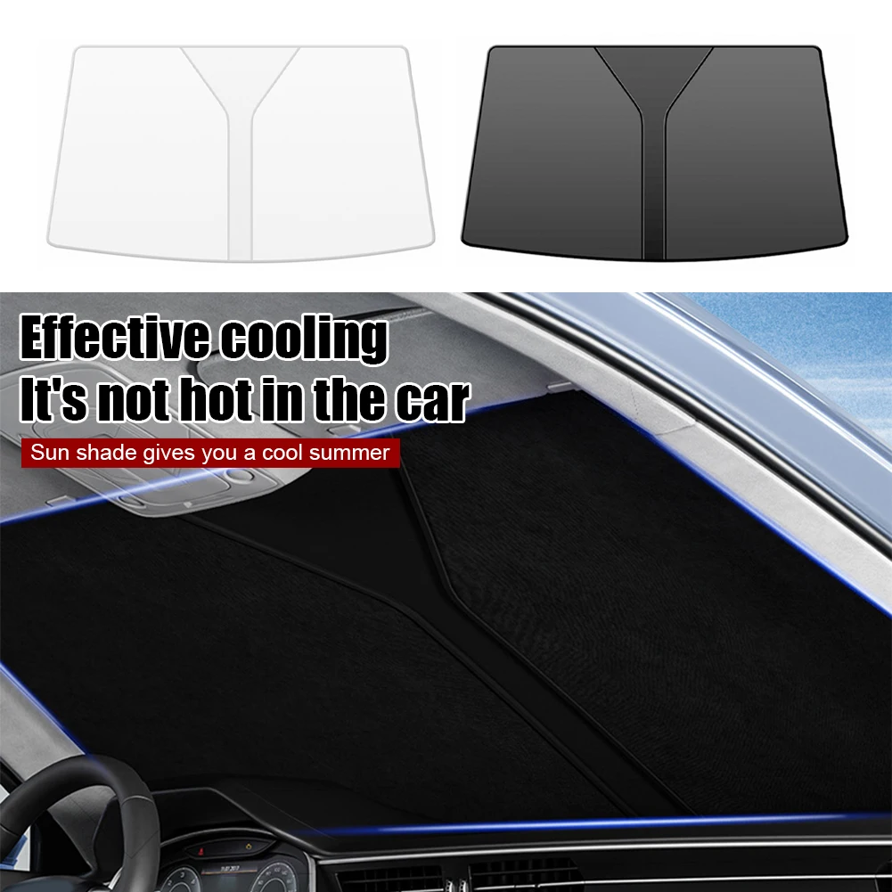 70*140cm Car Windshield Shade Universal Front Windscreen Sun Shade Sun Protection Double-Layer Window Cover Collapsible for Auto bumper stickers