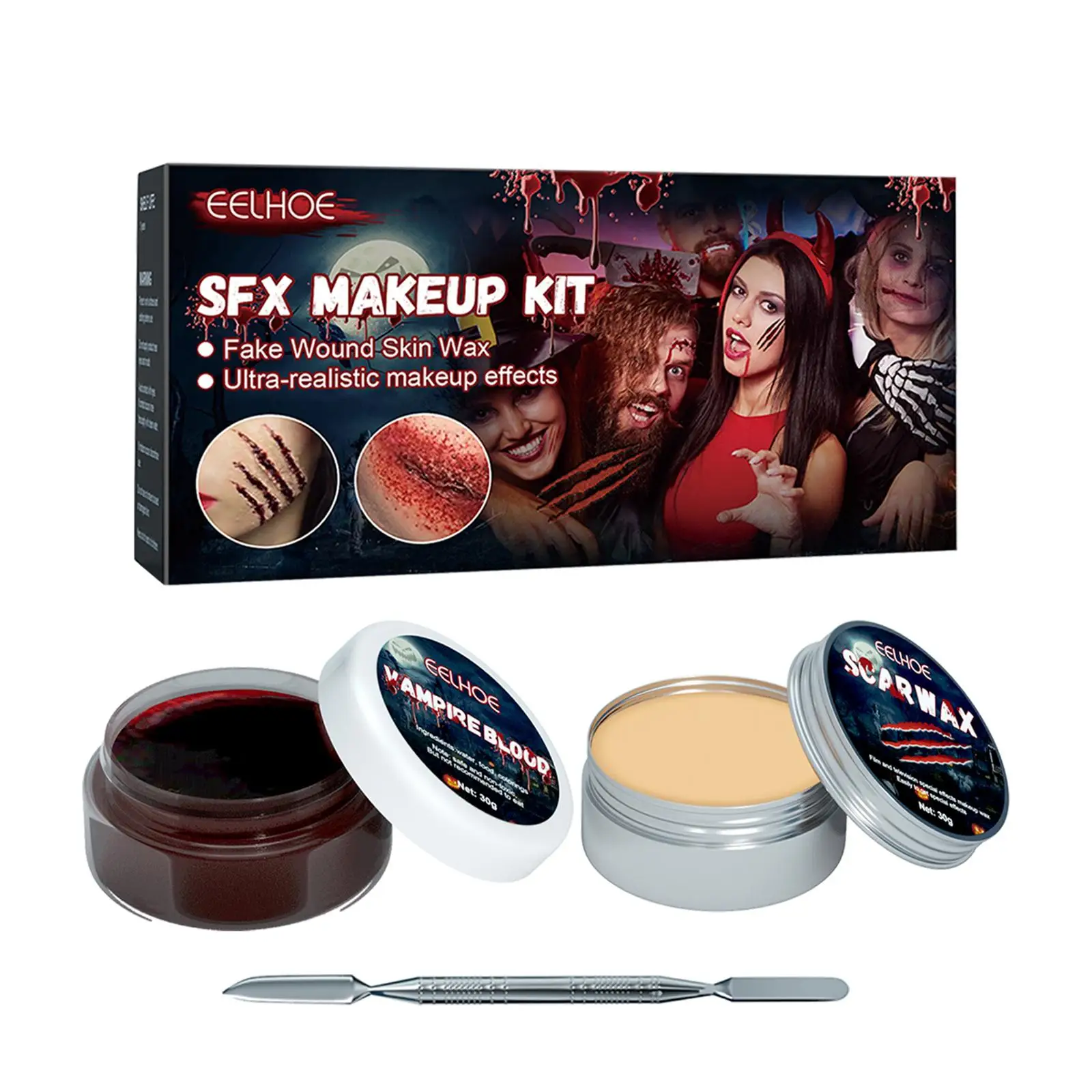6pcs Special Effects Sfx Makeup Kit With Wound Modeling Scar Wax Face Body  Paint Oil Brushes Spatula Stipple Sponge Fake Blood - Body Paint -  AliExpress