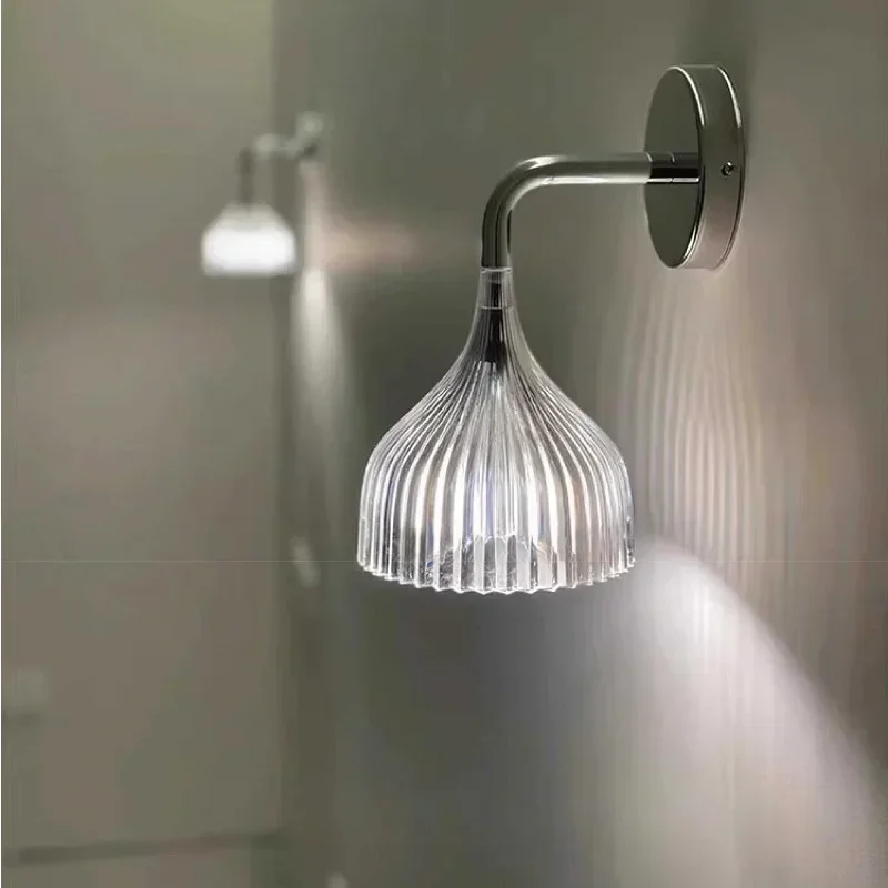 Minimalist Glass Wall Light Simple Modern LED Wall Lamps Bedside Living Room Background Home Decor Light Fixtures