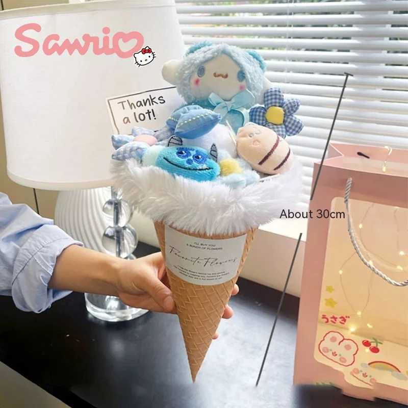 

Плюшевый букет для мороженого Sanrio Hellokitty Kuromi Cinnamoroll Pachacco, искусственные игрушки, декоративный подарок для девочки на День святого Валентина