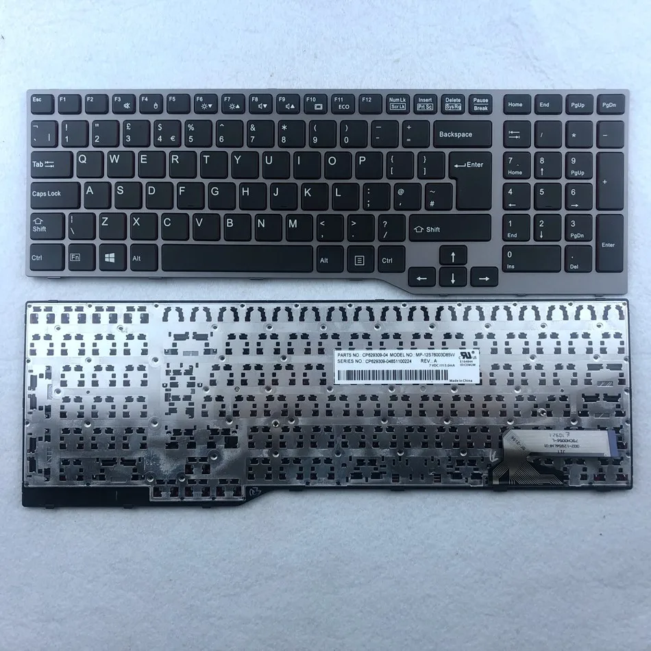 Teclado de Laptop gb para Fujistu E754 Lifebook E753 E756 E554 Série E556 com Layout Preto uk