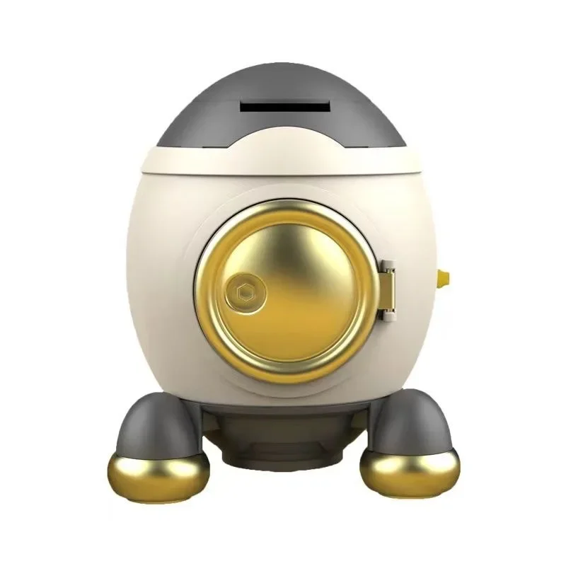 Creative Cartoon Rocket Money Box Kids Saving Toy Large Capacity Interactive Treasure Chest Ideal Gift for Children