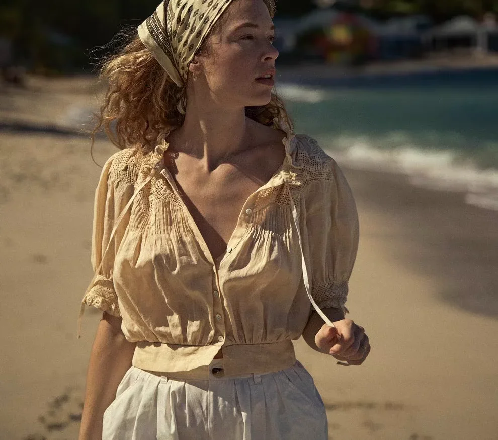 

Французская кружевная вязаная крючком Лоскутная Короткая рубашка со шнуровкой на талии