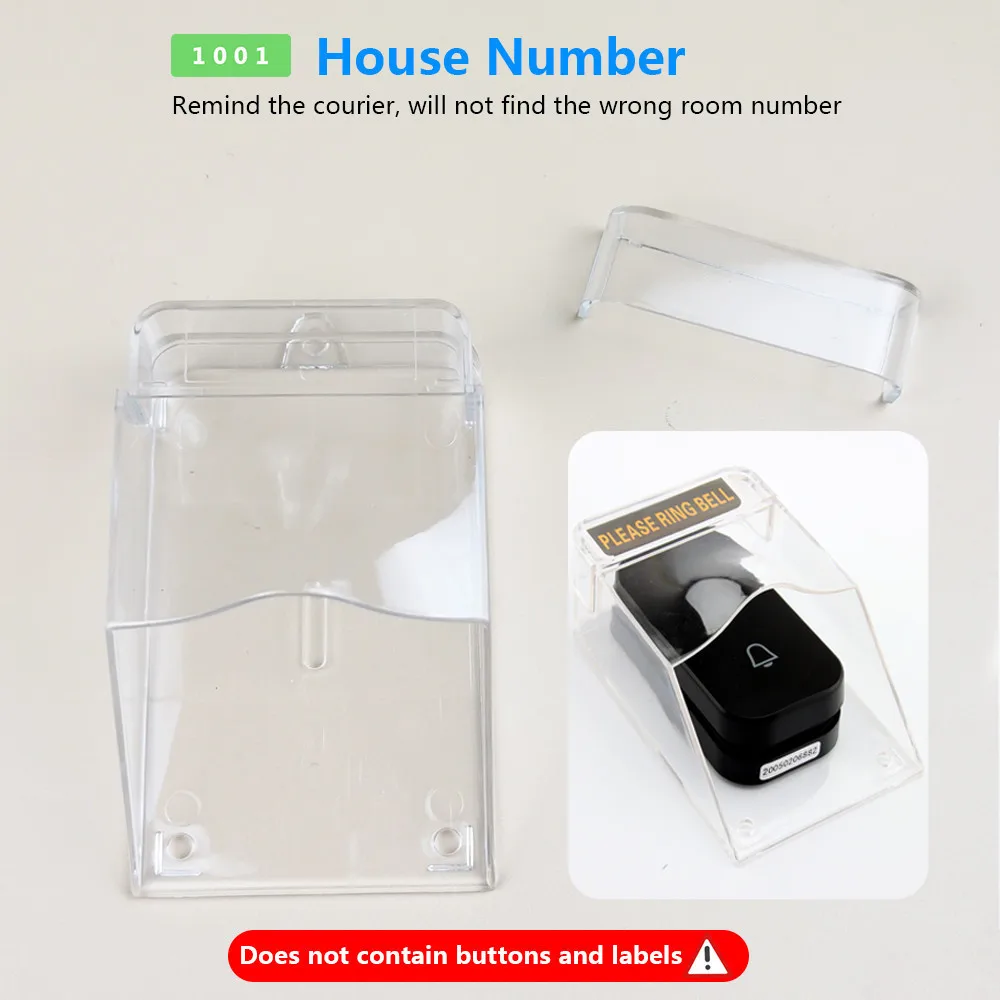 Wireless Doorbell Cover Waterproof Transparent Protective Cover for Home Doorbell Ring Chime Button