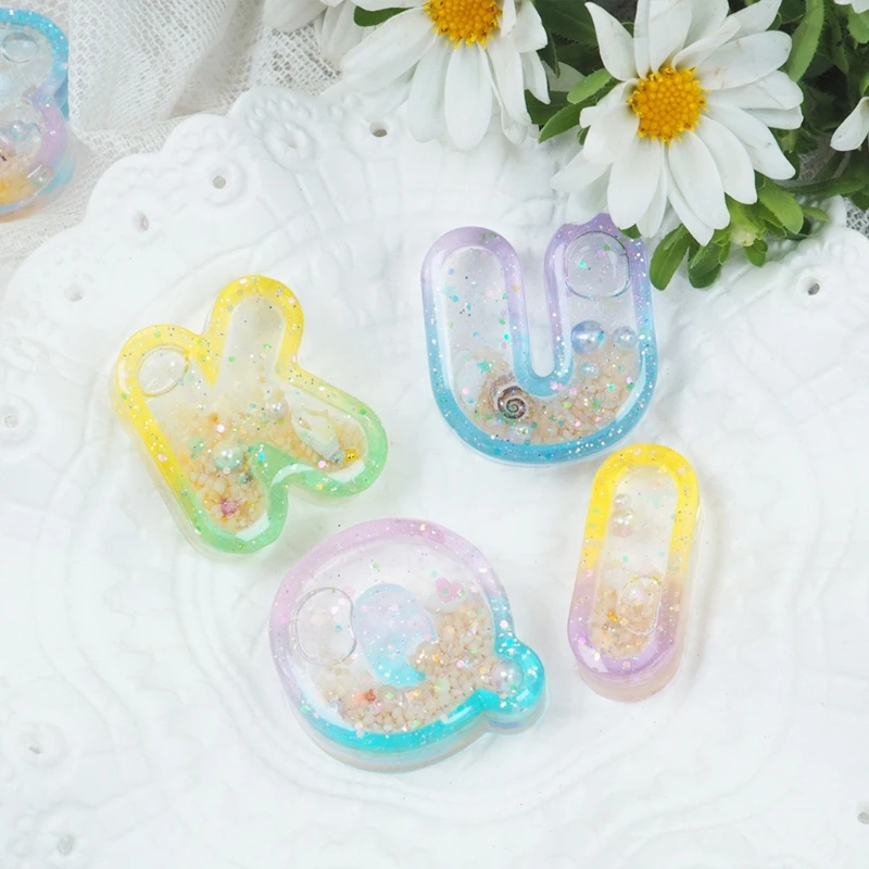 MXME Letter Keychain Mould Crystal Epoxy Resin Mould Craft Molds Silicone Material