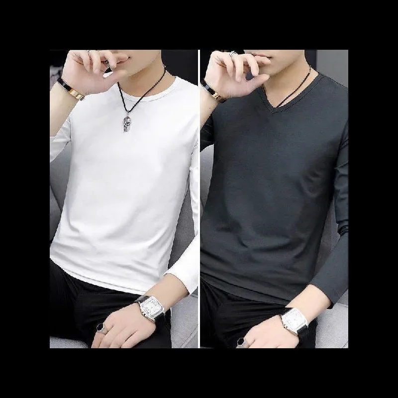 Round neck White + v-neck dark gray