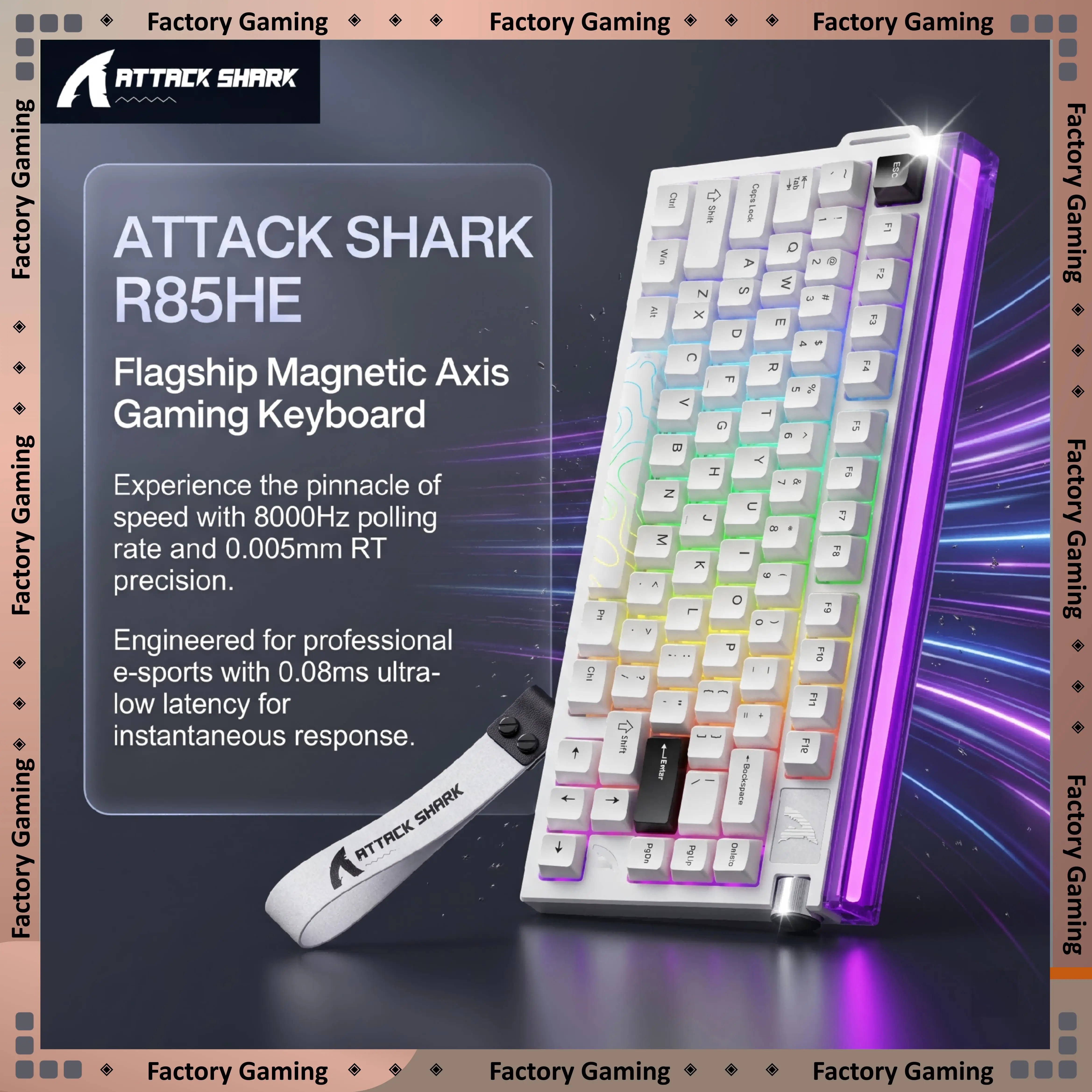 ATTACK SHARK R85HE 마그네틱 축 게이밍 키보드 8000Hz 0.005..