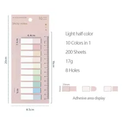 Sticky Notes Stationery Set - 200 Sheets Memo Pad Bookmark with Adhesive Notepad Tabs (Light half color)
