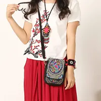 Stylish Women's Embroidered Crossbody Phone Bag with Zipper - Small Canvas Shoulder Bag for Everyday Use - Image 4