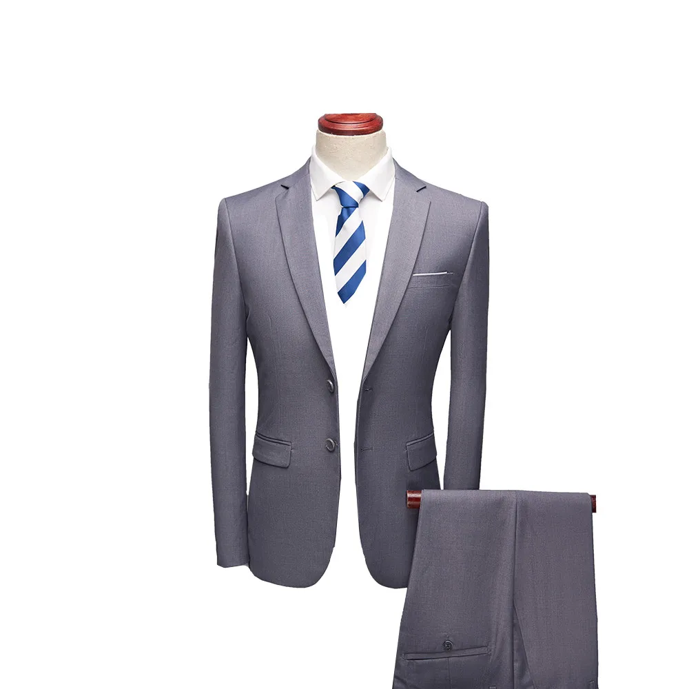 Elegantly Tailored Men's 2-Piece Dark Green Suit Set with Pure Color Jacket & Pants for Office/Interview/Wedding/Party/Business