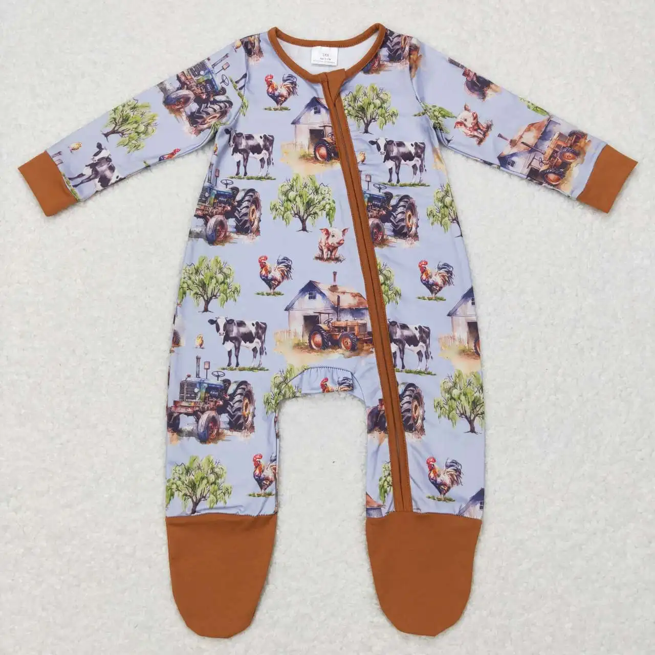 

New Wholesale Baby Autumn And Winter Long-Sleeved Thanksgiving Jumpsuit With Zipper Element Round Neck