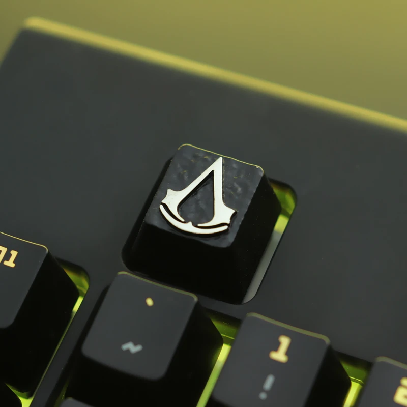 Keystone Artisan Keycap Per Tastiera Meccanica Assassin'S Creed Ac Odyssey Tema Nero Zinco Lega Di Alluminio Metallo Personalizza