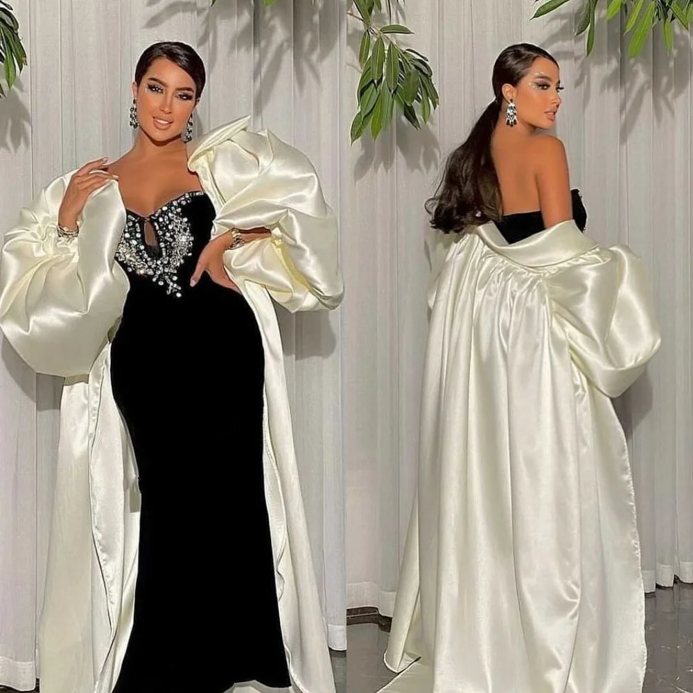 

Prom Dress Saudi Arabia Evening Satin Beading Draped Pleat Graduation Mermaid Strapless Bespoke Occasion Gown Long Dresses