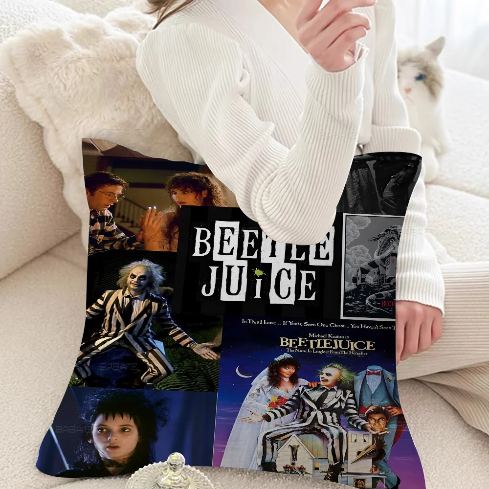 Funda de cojín de película de terror B-Beetlejuice, funda de almohada decorativa para sofá, funda de decoración para el hogar, fundas de almohada