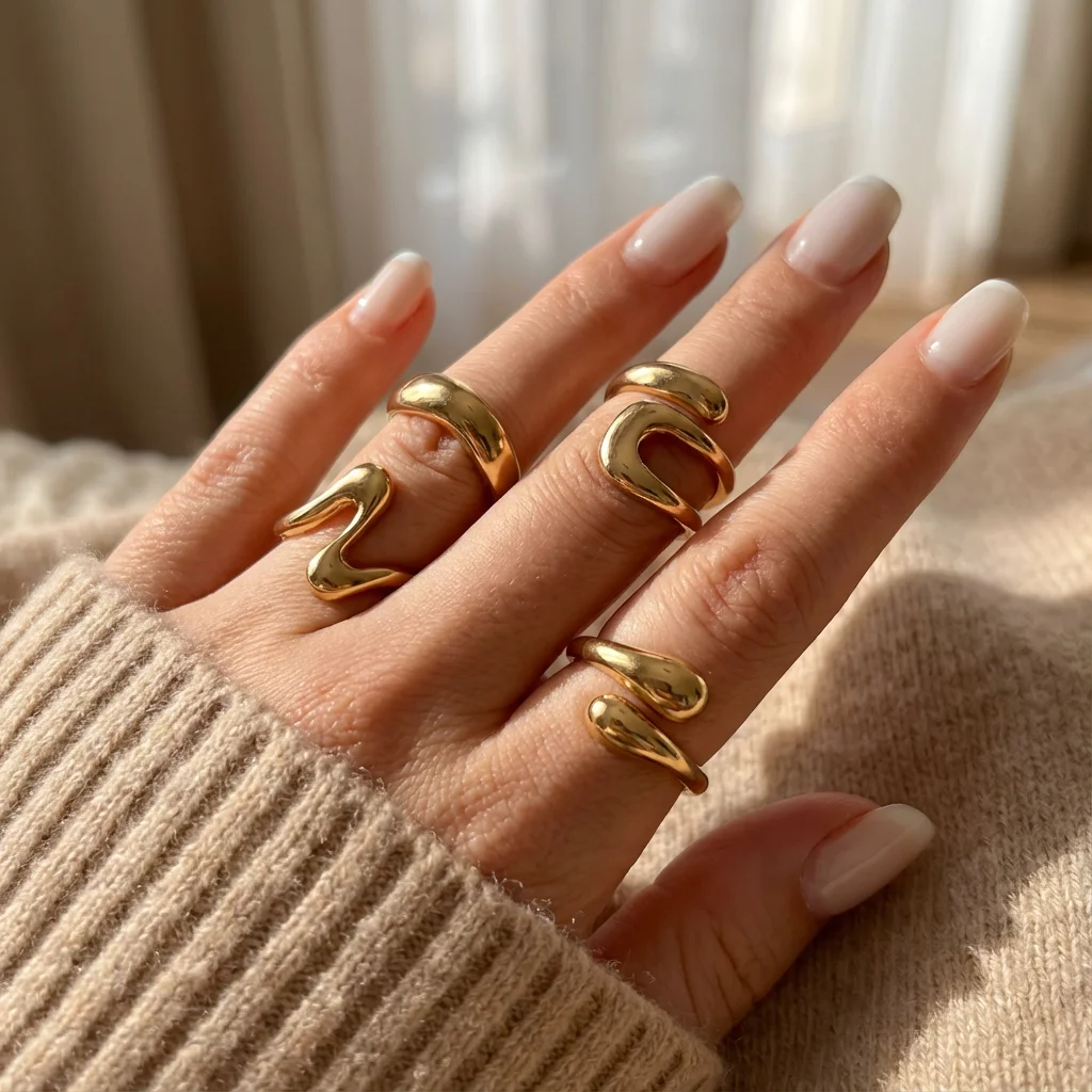 15-teiliges Set Trendige Silberfarbene Chunky Ringe für Frauen Unregelmäßige Geometrische Hohle Offene Ringe Set Fingergelenk-Schmuck Party-Geschenk – Detail 2
