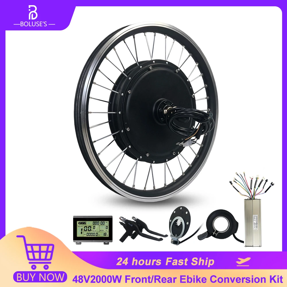 

48V2000W eBike Conversion Kit Wheel Hub Motor Front Fork 100mm Rear Fork 135-142mm Electric Bicycle Conversion Kit