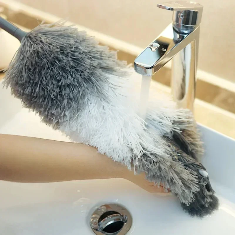 Retractable Duster Stainless Steel 2.8m LongHandle Dusting Chicken Dust Tools Car Cleaning Brush Microfiber Feather Duster House