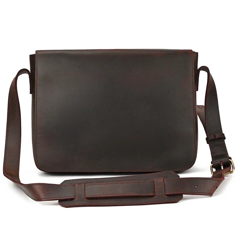 Brown Leather Laptop Messenger Bag for Men