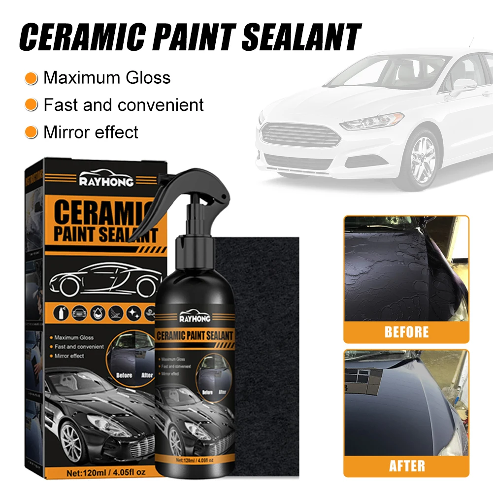 

120ml Car Quick Ceramic Coating Spray Auto Paint Sealant Auto Paint Wax Spray Nano Hydrophobic Liquid Anti Rain With Nano Cloth