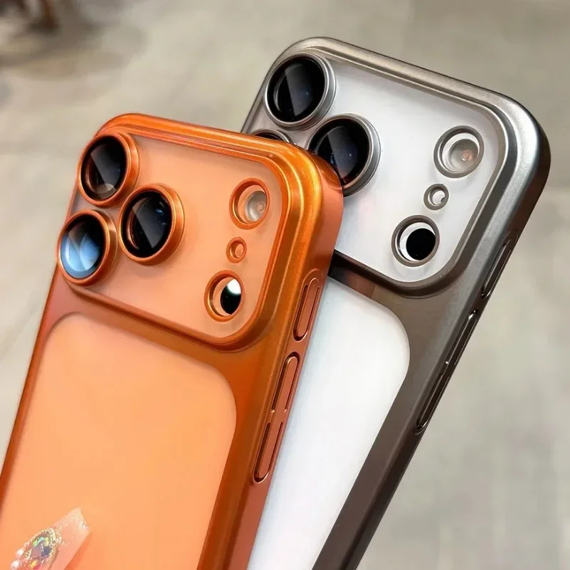 Luxurious Matte Transparent Phone Case with Lens Protection and Hard BackPlate