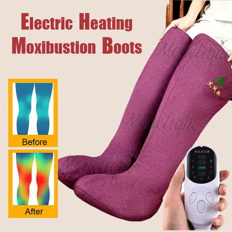 9 Gear Hot Compress Electric Foot Leg Heating Boots Wrap Massager for Eliminate Leg Swelling Promotes Blood Circulation Winter