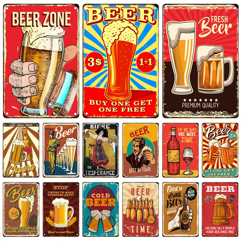 

Vintage Beer Metal Poster Plaque Advertising Sign Tin Painter Residence Bar Party Club Modern Wall Art Decor Mural Aesthetics