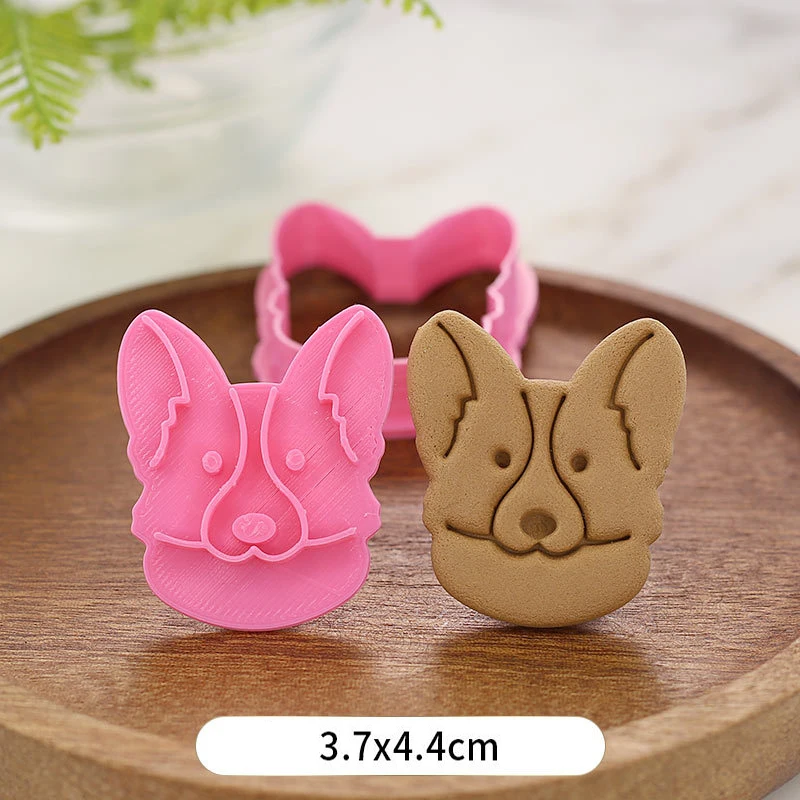 Cute Cartoon Dog Biscuit Mold Teddy Corgi Chewing Bones 3d Three-dimensional Pressing Biscuit Cutter Diy Cake Baking Tool Home