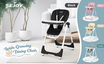 Sejoy Adjustable Baby High Chair with 5-Point Harness and Tray