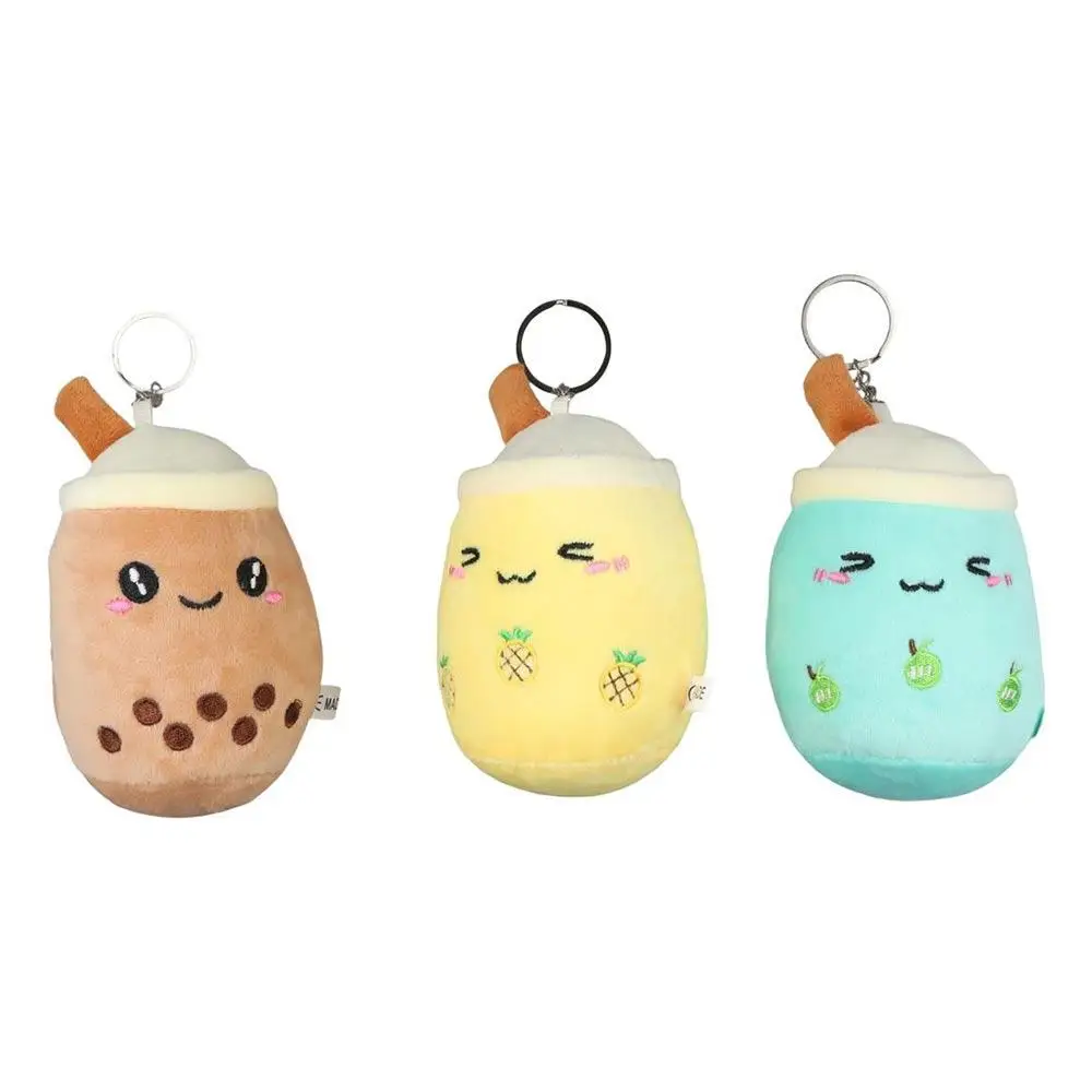 Best Gift Plush Doll Bubble Tea Keychain Fruit Tea Keyholder Milk Tea Keyring Cartoon Soft Boba Doll Plush Toys Birthday Gifts