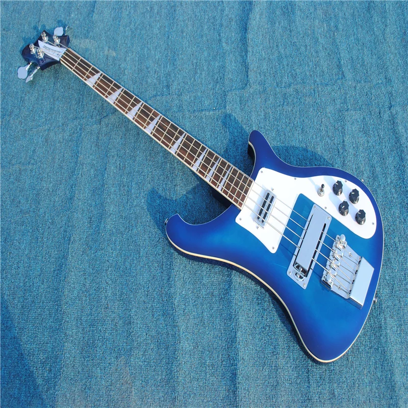 

Chinese OEM Factory Rickenback 4003 blue electric bass guitar, double output, real stock picture, immediate shipment