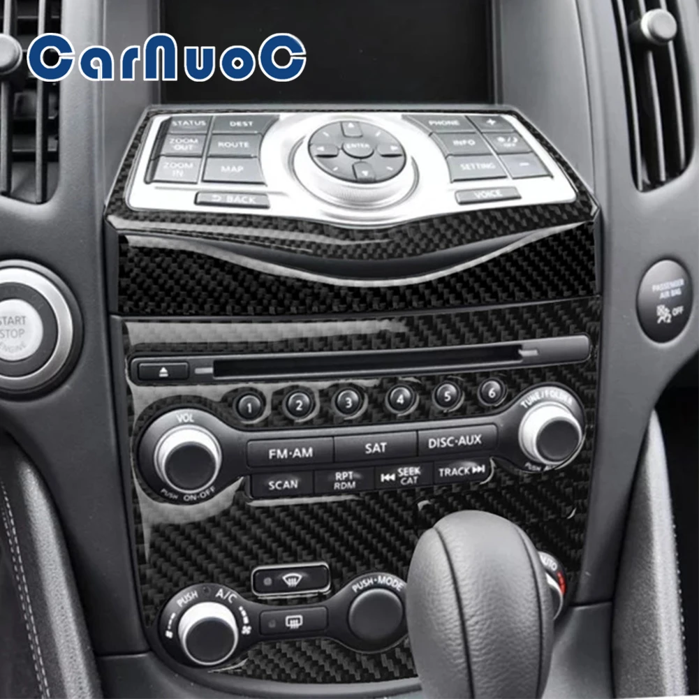 

Car Carbon Fiber Stickers Central Console Button Panel Decorative Accessories For Nissan 370Z Z34 2009-2020 Interior Cover Trim