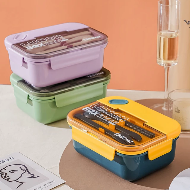 Hot Lunch Box with Spoon Chopsticks Wheat Straw Dinnerware Food Storage  Container Children Kid School Office Microwave Bento Box