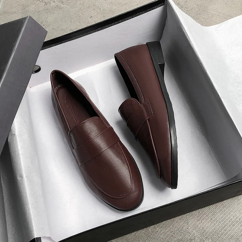 حذاء جلدي غير رسمي صغير للنساء ، حذاء بدون كعب كلا...