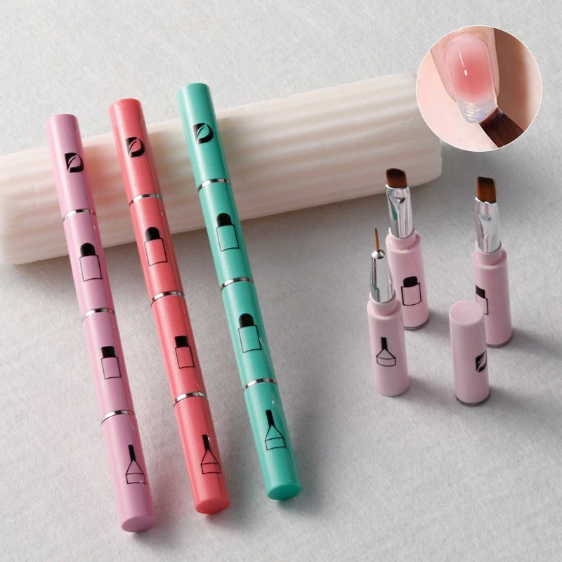 1Pc 3 In 1 Multifunctional Nail Art Pen Brushes Set Makeup Gadget Detachable Nail Art Brush For Home Travel