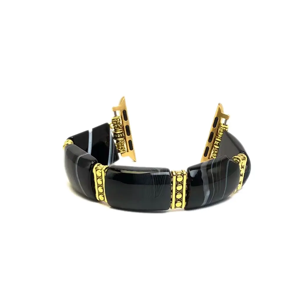 Boho Handmade Natural Stone Beaded Elastic Watch Band