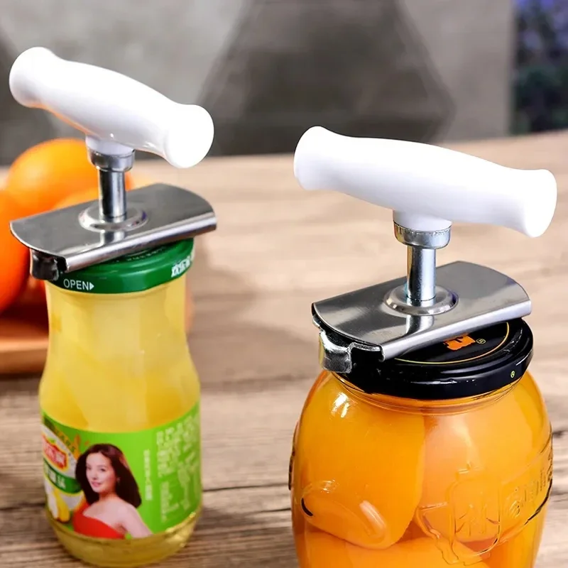 Can Opener for Kitchen Gadget Multi-function Adjustable Bottle Stainless Steel Lids Off Jar Opener Labor-saving Screw