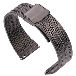 Breathable Stainless Steel Watch Strap - Silver Black - 22mm (Black)