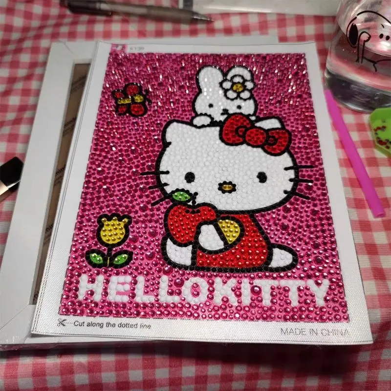 ハローキティステッチダイヤモンド描画kt猫、子供のための誕生日