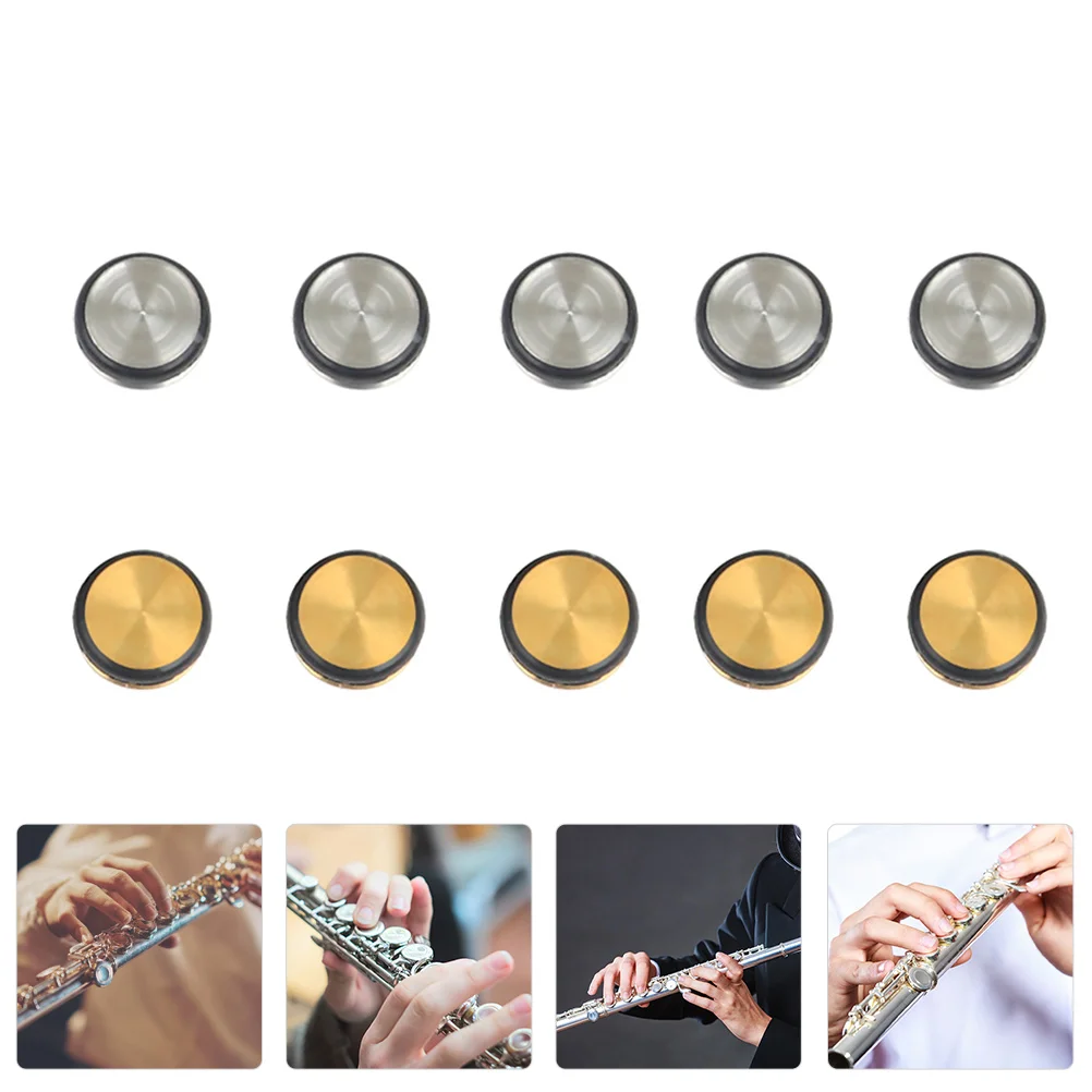 

10 Pcs Musical Instruments Repair Wind Music Parts Open Hole Metal Silica Gel Flute Key Flutes